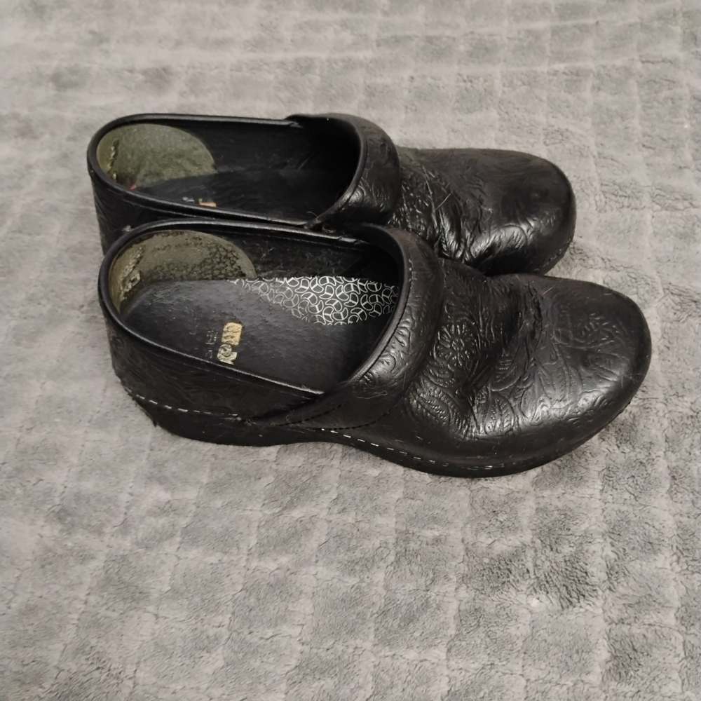 Black Embossed Clogs